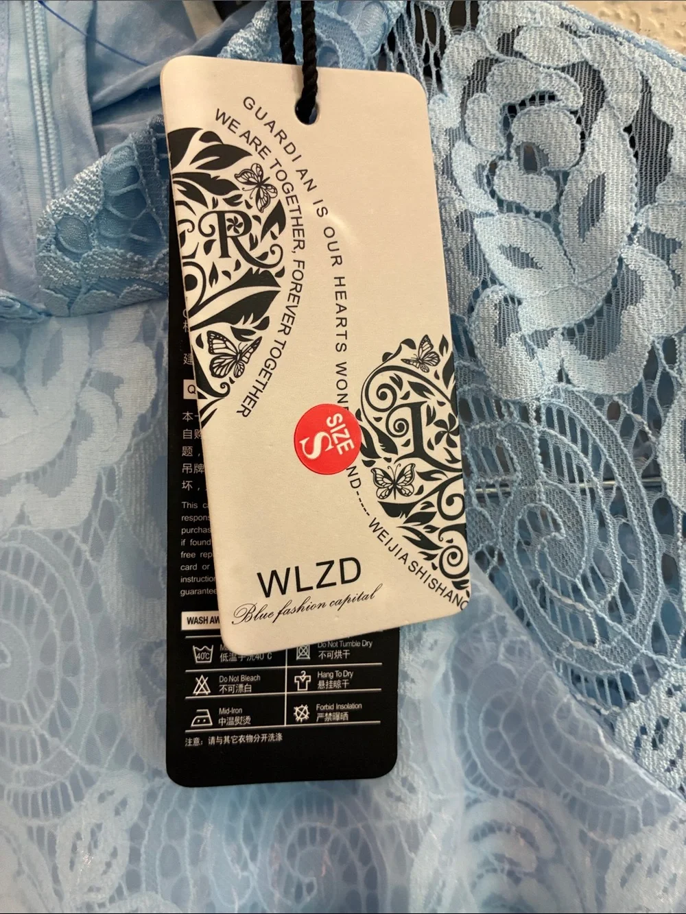 Blue Lace Floral Appliqué Girls' Formal Dress